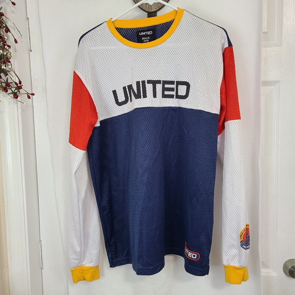 United Men's Classic Long Sleeve Jersey, Size: Large Color: Red, White and Blue